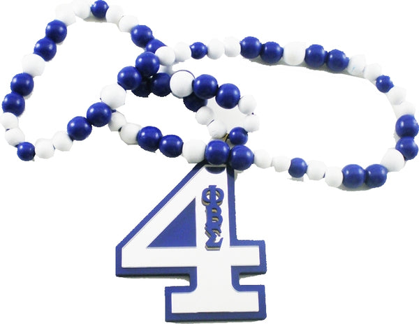 Phi Beta Sigma Wood Color Bead Tiki Line #4 Medallion [Blue/White]