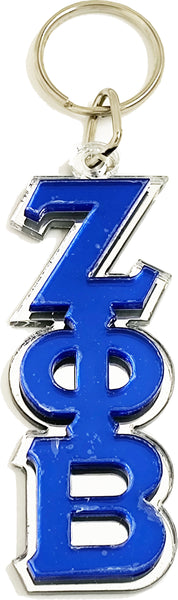 Zeta Phi Beta Vertical Key Chain [Silver/Blue]