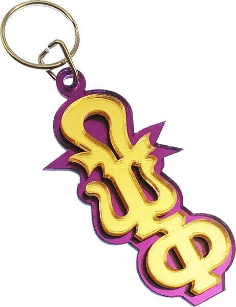 Omega Psi Phi Vertical Key Chain [Purple/Gold]