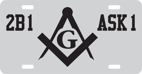 Mason Symbol 2B1 ASK1 Mirror License Plate [Silver/Black]