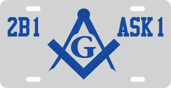 Mason Symbol 2B1 ASK1 Mirror License Plate [Silver/Blue]