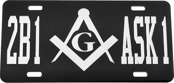 Mason Symbol 2B1 ASK1 Mirror License Plate [Black/Silver]