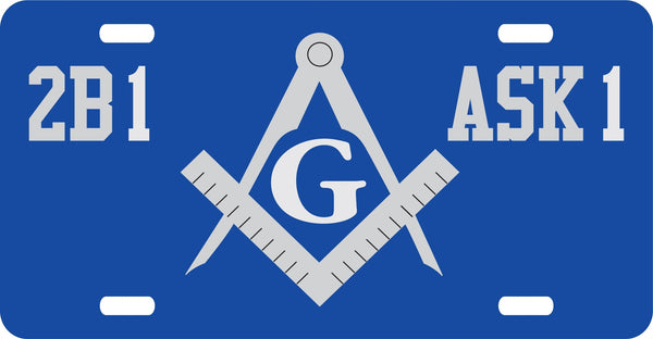 Mason Symbol 2B1 ASK1 Mirror License Plate [Blue/Silver]