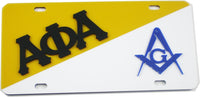 Alpha Phi Alpha + Mason Two Group Split License Plate [Gold/White]