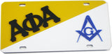 Alpha Phi Alpha + Mason Two Group Split License Plate [Gold/White]