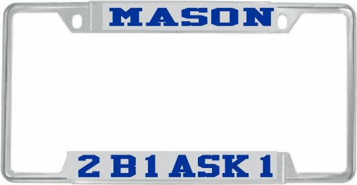 Mason 2B1 ASK1 License Plate Frame [Decal Visible Frame - Silver/Blue]
