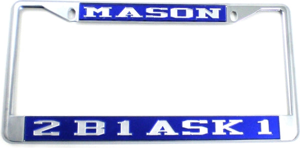 Mason 2B1 ASK1 License Plate Frame [Silver Standard Frame - Blue/Silver]