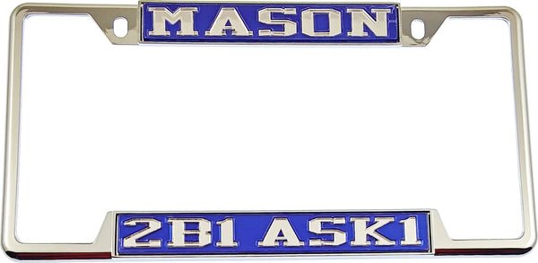 Mason 2B1 ASK1 License Plate Frame [Decal Visible Frame - Blue/Silver]