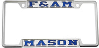 F&AM Mason License Plate Frame [Decal Visible Frame - Silver/Blue]