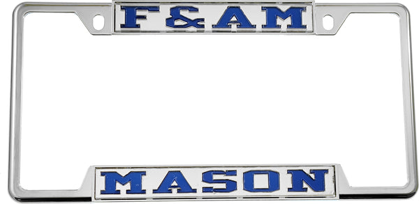 F&AM Mason License Plate Frame [Decal Visible Frame - Silver/Blue]