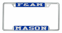 F&AM Mason License Plate Frame [Decal Visible Frame - Blue/Silver]