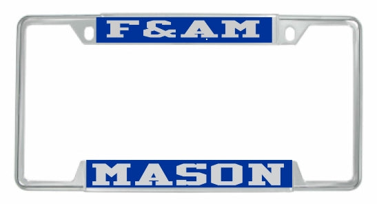 F&AM Mason License Plate Frame [Decal Visible Frame - Blue/Silver]