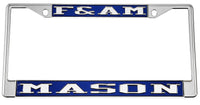 F&AM Mason License Plate Frame [Silver Standard Frame - Blue/Silver]