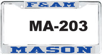F&AM Mason License Plate Frame [Silver Standard Frame - Silver/Blue]