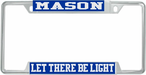Mason Let There Be Light License Plate Frame [Decal Visible Frame - Blue/Silver]