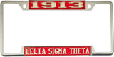 Delta Sigma Theta 1913 License Plate Frame [Decal Visible Frame - Red/Silver]