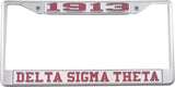 Delta Sigma Theta 1913 License Plate Frame [Silver Standard Frame - Silver/Red]