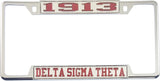 Delta Sigma Theta 1913 License Plate Frame [Decal Visible Frame - Silver/Red]