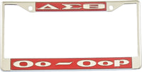 Delta Sigma Theta Oo-Oop License Plate Frame [Silver Standard Frame - Red/Silver]
