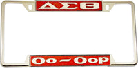 Delta Sigma Theta Oo-Oop License Plate Frame [Decal Visible Frame - Red/Silver]