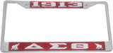 Delta Sigma Theta 1913 Elephants License Plate Frame [Silver Standard Frame - Red/Silver]