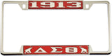 Delta Sigma Theta 1913 Elephants License Plate Frame [Decal Visible Frame - Red/Silver]