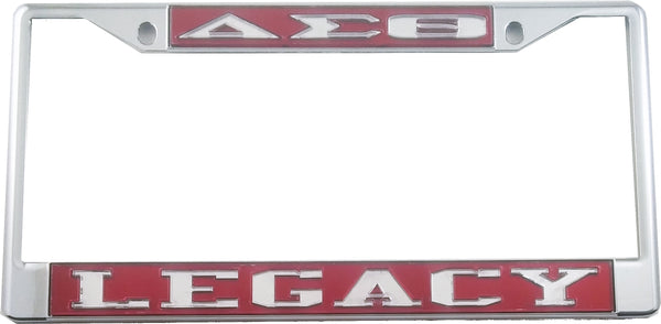 Delta Sigma Theta Legacy License Plate Frame [Silver Standard Frame - Red/Silver]