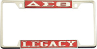 Delta Sigma Theta Legacy License Plate Frame [Decal Visible Frame - Red/Silver]