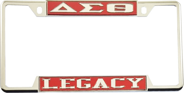 Delta Sigma Theta Legacy License Plate Frame [Decal Visible Frame - Red/Silver]