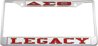 Delta Sigma Theta Legacy License Plate Frame [Silver Standard Frame - Silver/Red]