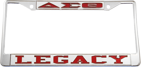 Delta Sigma Theta Legacy License Plate Frame [Silver Standard Frame - Silver/Red]