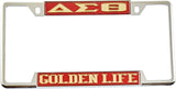Delta Sigma Theta Golden Life License Plate Frame [Decal Visible Frame - Red/Gold]