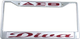 Delta Sigma Theta Diva License Plate Frame [Silver Standard Frame - Silver/Red]
