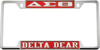 Delta Sigma Theta Delta Dear License Plate Frame [Decal Visible Frame - Red/Silver]