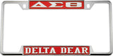 Delta Sigma Theta Delta Dear License Plate Frame [Decal Visible Frame - Red/Silver]