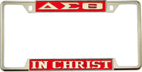 Delta Sigma Theta In Christ License Plate Frame [Decal Visible Frame - Red/Silver]