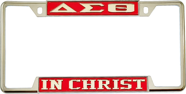 Delta Sigma Theta In Christ License Plate Frame [Decal Visible Frame - Red/Silver]