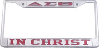 Delta Sigma Theta In Christ License Plate Frame [Silver Standard Frame - Silver/Red]