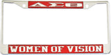 Delta Sigma Theta Women of Vision License Plate Frame [Silver Standard Frame - Red/Silver]