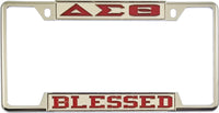 Delta Sigma Theta Blessed License Plate Frame [Decal Visible Frame - Silver/Red]