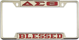 Delta Sigma Theta Blessed License Plate Frame [Decal Visible Frame - Silver/Red]