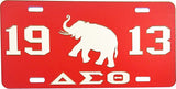 Delta Sigma Theta 1913 Elephant Mirror License Plate [Red/Silver]