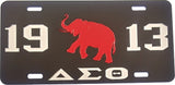 Delta Sigma Theta 1913 Elephant Mirror License Plate [Black/Silver]