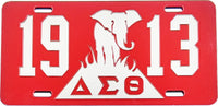 Delta Sigma Theta 1913 Elephant Burning Sands Mirror License Plate [Red/Silver]