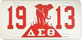 Delta Sigma Theta 1913 Elephant Burning Sands Mirror License Plate [Silver/Red]