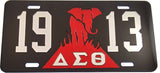 Delta Sigma Theta 1913 Elephant Burning Sands Mirror License Plate [Black/Silver]