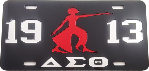 Delta Sigma Theta 1913 Lady Fortitude Mirror License Plate [Black/Silver]