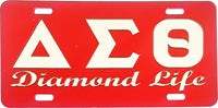 Delta Sigma Theta Diamond Life Mirror License Plate [Red/Silver]