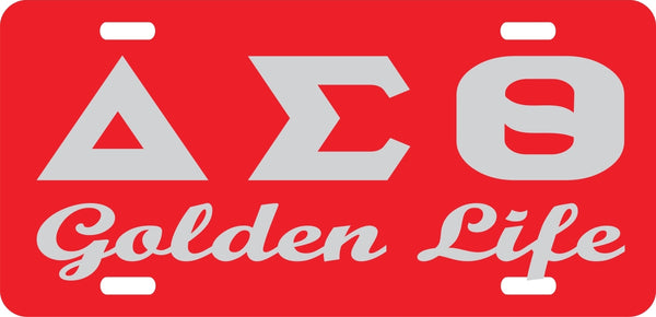 Delta Sigma Theta Golden Life Mirror License Plate [Red/Silver]