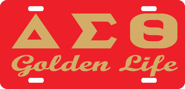 Delta Sigma Theta Golden Life Mirror License Plate [Red/Gold]